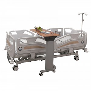 [Hot Item] Gas-Spring Folding Wood ABS Hospital Overbed Tilt Medical Dining Table