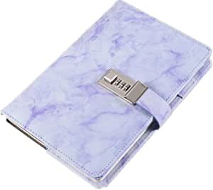 Marble Diary with Lock for Girls Combination Journal with Lock A5 Password Locking Notepad Personal Planner Organizer (Purple)