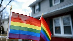 Rainbow flag wave. Colorful lesbian lgbt community symbol. Same sex love concept. Pride month fest. Bi gay csd sign. Queer culture city street parade. Bright lgbtq coming out day. Female girl festival vídeo de Stock
