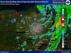 The heavy rain threat is winding down, although lingering flooding issues remain. There are also a few lingering light showers around, but additional flooding is not expected from those. | US National Weather Service Binghamton NY
