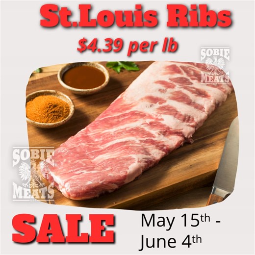 🔥 Rib Lovers, Rejoice! 🔥 Get your hands on St. Louis Ribs for just $4.39/lb — only at Sobie Meats now through June 4th! These meaty, tender ribs are made for the grill. Whether you’re smoking them low and slow or throwing them on for a quick sear, you’ll get bold flavor and unbeatable value every time. 3450 Remembrance Rd NW sobiemeats.com Sobie Meats — Your go-to for backyard BBQ greatness. | Sobie Meats