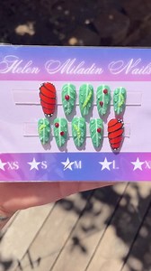 Ladybug & Leaf Almond Press-on Nails: 3D Sculpted Nature Art - Etsy Canada