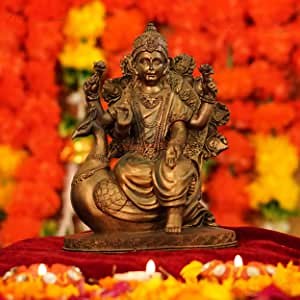 TIED RIBBONS Saraswati Statue Goddess Hindu God Statue for Home Decoration Indian Idol Saraswati Figurine - Resin Figurines Sculpture Saraswati Idol for Puja and Housewarming Gift Office Temple Mandir