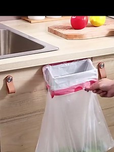 Foldable Trash Bag Holder, 2026 New Wall Mounted Foldable Kitchen Trash Can Cabinet, Garbage Bag Hanger Racks with Fixing Snap, Space Saving No Drill Collapsible Hanger for Kitchen Cabinet, Toilets