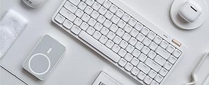 Flow Lite84 Tasten Low Profile Mechanische Tastatur (Deutsches Layout QWERTZ) - Kabellos Bluetooth/2.4G/Kabel, Swappable mit Specter Linearen Switches, Wiederaufladbar - Für Win&Mac (Marmor Grau)