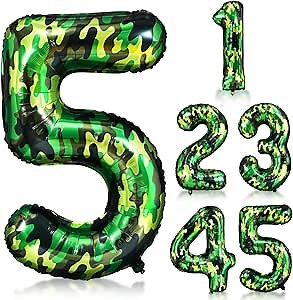 Camouflage 40 inch Number Balloon for Birthday, Baby Shower Party Decoration Supplies (Number 5)