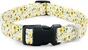 Tunkoo Daisy Flower Dog Collar, Cute Adjustable Floral Collar for Boy and Girl Dogs with Strong Plastic Buckle - for Small Medium Large Pets, L