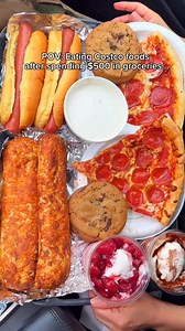 Eating the entire Costco menu after spending $500 in groceries… #food #eating #mukbang #pizza #chick | Kimnlizasmr