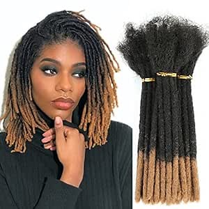 6-18 Inch Dreadlock Extensions Human Hair Fully Handmade Human Hair Dreadlock Extensions for Man/Women Locs Extensions Human Hair Can Be Dyed Bleached Curled… (6Inch-10Strands, 0.6CM Width-1B/30#)