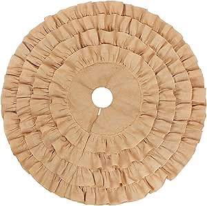 Kasyat Burlap Christmas Fall Tree Skirt Boho Ruffled Trim Christmas Tree Collar Linen Rustic Skirt Decorations for Farmhouse Thanksgiving Winter Xmas Party Supply(47.2 Inch,Tan)
