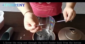 Funpeny Bird Feeder, Panorama Gazebo Wild Bird Feeder Hanging with Bird Seeds Scoop for Garden Yard Decoration