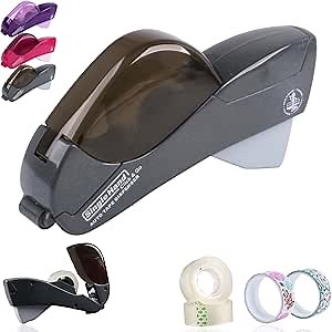 Automatic Tape Dispenser, Solid Automatic Tape Dispenser Auto Tape Cutting Machine, One-Handed, Safe & Convenient, No Batteries Needed, Compatible with 1/2'' to 3/4'' Tape (Black)