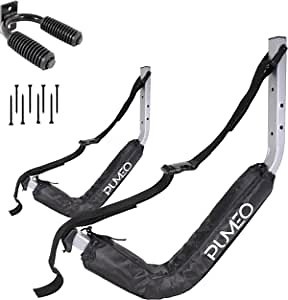Kayak Storage Rack - Heavy-Duty Steel Wall Mount Holder Stand with Padding - Outdoor, Garage, Deck, Pier, Dock - Perfect for Paddle Boards, Canoes, Boats, Complete with Strong Paddle Rack