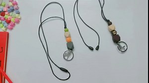 Badge Lanyards for Women, Fashion Silicone Beaded Lanyard, ID Badge Holder Keys，Breakaway Lanyard Necklace/Cute Lanyard Necklace for Women Teachers Nurse Employees Students (Orange Little Pumpkin)