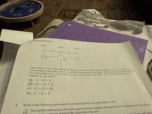 anational Inertia Practice Three spheres, with masses indicate... | Filo