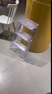 Step Stools for Adults, Acrylic 3 Step Ladder,2-in-1 Design with Ladder and Stool for Home and Library 330lbs Capacity, Orange Transparent