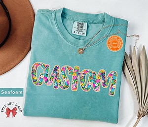 Comfort Colors Custom Preppy Floral T-shirt, Personalized Flower Font Shirt, Customize Gift for Her, Floral Custom Name Shirt Gift for Woman - Etsy