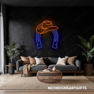 Cowboy Hat Horseshoe Neon Sign, Western Cowboy Hat Horseshoe Led Light Country Bar Wall Decor, Western Horseshoe Neon Sign Wall Art - Etsy