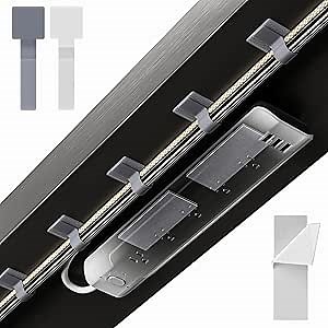 Easy Cable Management Combo Pack, Self-Adhesive Hook and Loop Cable Ties and Strips Combo, Cord and Power Strip Oganizers, A Lightweight, Flexible, Quick, Complete Cable Management Solution.