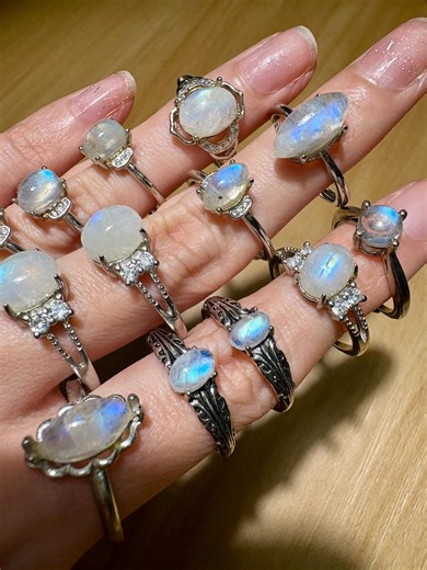 Moonstone Ring • Natural Oval Cabochon Gemstone • Adjustable Plated Ring • Rainbow Moonstone Jewelry • Gift for Her - Etsy