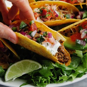 Baked Tacos - Crispy oven baked tacos! Made with hard taco shells, ground beef, taco seasoning, cheese, pico de gallo, sour cream avocado! RECIPE: https://damndelicious.net/2024/05/17/baked-tacos/ | Damn Delicious