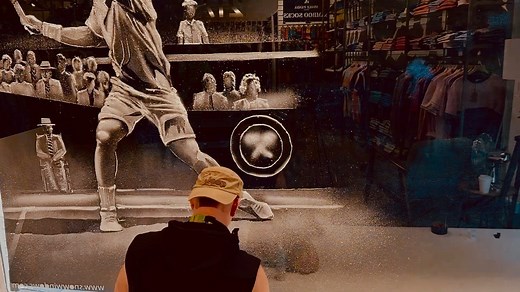 Wimbledon window art using snow spray. 217 Menswear Fleet Wimbledon #Wimbledon #wimbledon2023 #tennis #windowartist #windowdecor #windowdesign #snowspray #snowsprayart #snowwindows | Snow Windows