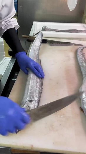 Expert Fish Cutting Techniques in a Commercial Kitchen