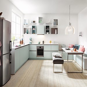 [Hot Item] Glass Kitchen Black Cabinets Furniture