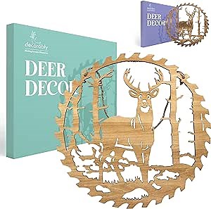 Decorably Honey Maple Wooden Deer Decor - 12in Deer Wall Art Decor, Decorations for Door, Wall, Home, Office