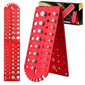 38 Nut and Bolt Thread Checker, Upgraded Foldable Design Identifier Gauge, Thread Checker Standard and Metric with with 18 Standard & 20 Metric, 9 Drill Bit Gauge