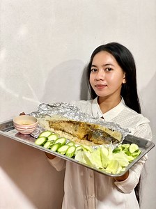 Deep Fried Snakehead fish with Grill Rice | Hang Bophal