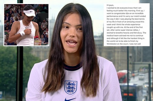 British ace Emma Raducanu explains Wimbledon retirement saying she 'felt dizzy'