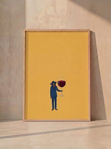 Surreal Giant Wine Glass Art Print on Mustard Yellow Background (digital Download) - Etsy Australia