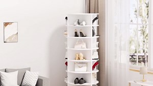 Rotating Shoe Rack Tower - 7-Tier Spinning Shoe Organizer, 360 Revolving Storage for 28 Pairs
