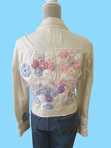 Vintage Biker Jacket Reworked Reused Upcycling Sustainable Fashion Yo-yo Fabric Quilt - Etsy UK