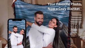Custom Blanket with Picture, Woven Customized Blanket, 100% Cotton Custom Blankets with Photo, Personalized Gift for Him or Her