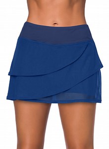 EVALESS Swim Skirt for Women Summer Waistband Layered Bathing Suit Bottoms Fashion Ruffle Swimdress Solid Color Swimsuit Bottom