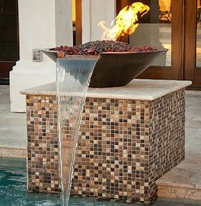 [Hot Item] Corten Steel Round Gas Fire & Water Bowl Pool Waterfall Fountain