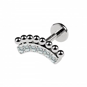 [Hot Item] Eternal Metal ASTM F136 Titanium Clear CZ and Balls Internally Threaded Labret Body Piercing