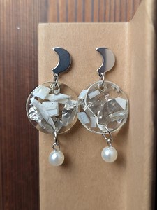 Recycled Ocean Plastic Earrings | Resin Jewelry | Moon Studs | Beach Plastic | Handmade Upcycled - Etsy