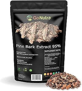 Go Nutra Pine Bark Extract Powder Standardized 95% Proanthocyanidins Pine Bark Powder Potent Supplement 8oz. Pure Non-GMO Vegan
