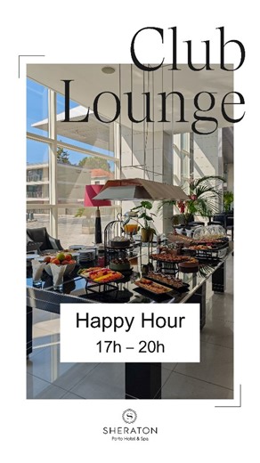 🥂 Um brinde ao fim de tarde perfeito! No Sheraton Porto Hotel & Spa, o nosso Club Lounge é um espaço requintado e exclusivo para hóspedes do Club Level e Suites. Cada detalhe é pensado para o seu conforto. Desfrute da Happy Hour - todos os dias, das 17h00 às 20h00, com soft drinks, vinhos e uma variedade de iguarias preparadas pela nossa maravilhosa equipa, num ambiente sereno e perfeito para quem valoriza exclusividade e requinte. 🥂 A toast to the perfect evening! At the Sheraton Porto Hotel 