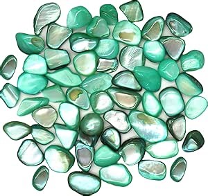 Small Mini Natural Crushed Mother of Pearl Shells for Weddings Vase Filler Home Décor, and Crafts (32 oz (2 lb), Green