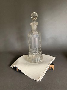 Vintage Etched Glass Brandy Decanter With Sterling Silver Tag & Stopper - Etsy