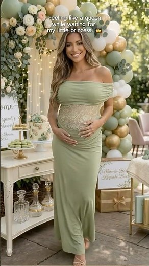 Stunning Baby Shower Look 💚 Elegant Maternity Dress You’ll Love