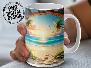 Beach View Mug Wrap PNG, Tropical Paradise Sublimation Design (digital Download) - Etsy