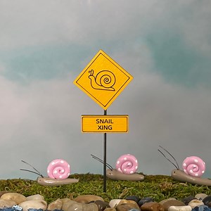 Miniature Snail Sign, Crossing XING Sign, Fairy Garden Accessory, Mini Polymer Figurine, Cake Topper, Mini Accessories, Terrarium Supply - Etsy