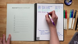 Rocketbook Fusion Reusable Undated Productivity Planner, Executive Size 6x8.8, Black - Goals, Monthly and Weekly Calendar, Daily To-do List, Lined and Dotted Notes Pages (Pack of 50)