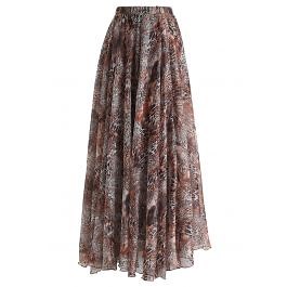 Brown Leopard Print Maxi Skirt