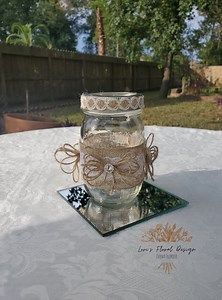 Rustic & Glam Mason Jar Centerpiece | Weddings | Bridal Shower | Baby Shower | Centerpieces | Burlap | Lace | Embellishment - Etsy Canada